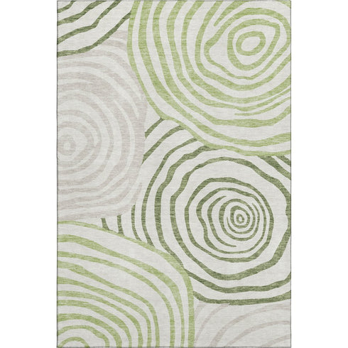 8' X 10' Green Gray And Ivory Abstract Washable Area Rug With UV Protection
