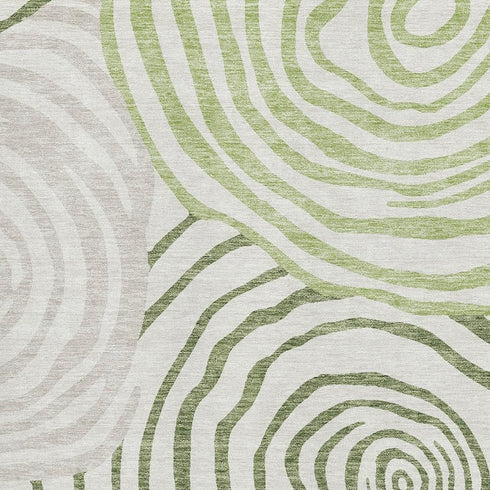 8' X 10' Green Gray And Ivory Abstract Washable Area Rug With UV Protection