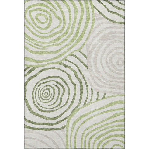8' X 10' Green Gray And Ivory Abstract Washable Area Rug With UV Protection