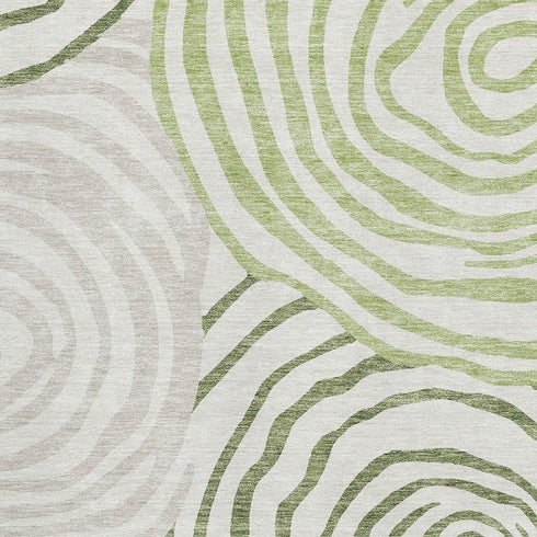 9' X 12' Green Gray And Ivory Abstract Washable Area Rug With UV Protection