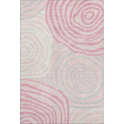 5' X 8' Pink Gray And Ivory Abstract Washable Area Rug With UV Protection