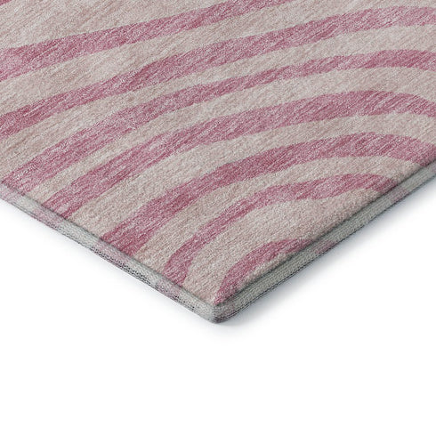 5' X 8' Pink Gray And Ivory Abstract Washable Area Rug With UV Protection