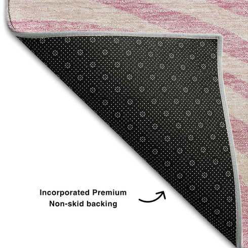 9' X 12' Pink Gray And Ivory Abstract Washable Area Rug With UV Protection