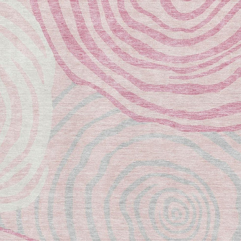 9' X 12' Pink Gray And Ivory Abstract Washable Area Rug With UV Protection
