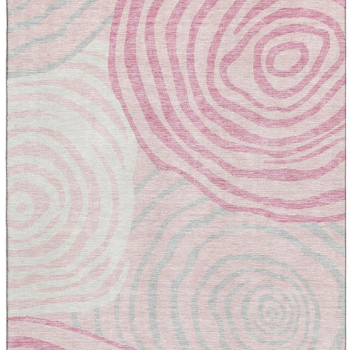 9' X 12' Pink Gray And Ivory Abstract Washable Area Rug With UV Protection
