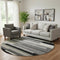 8' Black Gray And Ivory Striped Washable Round Rug With UV Protection
