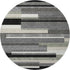 8' Black Gray And Ivory Striped Washable Round Rug With UV Protection