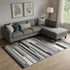 8' X 10' Black Gray And Ivory Striped Washable Area Rug With UV Protection