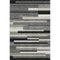 8' X 10' Black Gray And Ivory Striped Washable Area Rug With UV Protection