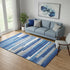 5' X 8' Blue Gray And Ivory Striped Washable Area Rug With UV Protection