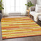 8' X 10' Orange And Gold Striped Washable Area Rug With UV Protection