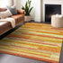 8' X 10' Orange And Gold Striped Washable Area Rug With UV Protection
