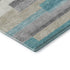 8' Teal Ivory And Beige Striped Washable Round Rug With UV Protection
