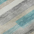 8' Teal Ivory And Beige Striped Washable Round Rug With UV Protection