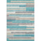 8' X 10' Teal Ivory And Beige Striped Washable Area Rug With UV Protection