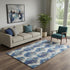 5' X 8' Blue Brown And Ivory Diamond Washable Area Rug With UV Protection