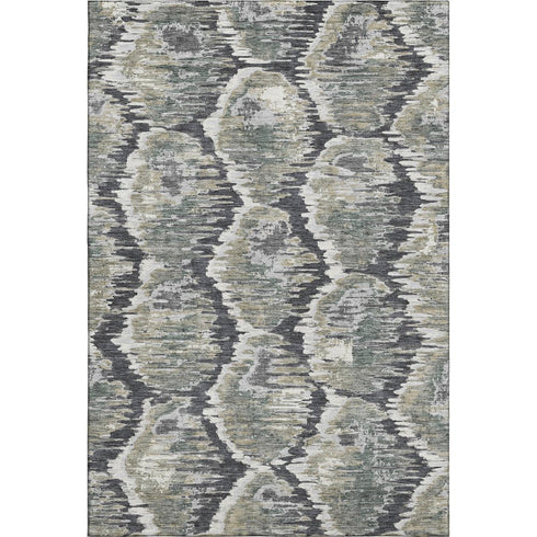 8' X 10' Charcoal Ivory And Gray Diamond Washable Area Rug With UV Protection