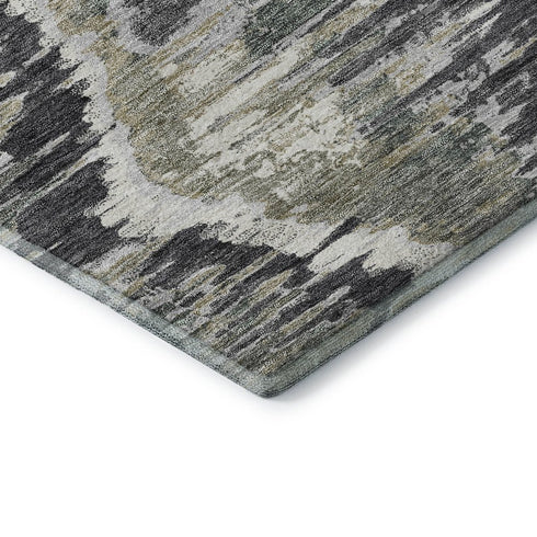 8' X 10' Charcoal Ivory And Gray Diamond Washable Area Rug With UV Protection