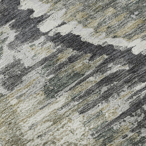 8' X 10' Charcoal Ivory And Gray Diamond Washable Area Rug With UV Protection
