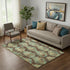 5' X 8' Brown Teal And Rust Diamond Washable Area Rug With UV Protection