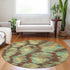 8' Brown Teal And Rust Diamond Washable Round Rug With UV Protection