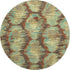 8' Brown Teal And Rust Diamond Washable Round Rug With UV Protection