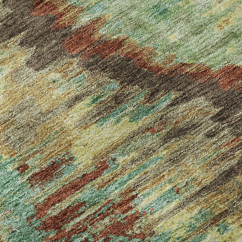 8' X 10' Brown Teal And Rust Diamond Washable Area Rug With UV Protection