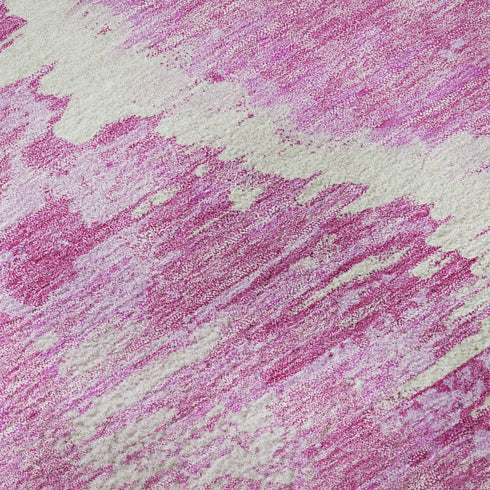 5' X 8' Pink And Ivory Diamond Washable Area Rug With UV Protection