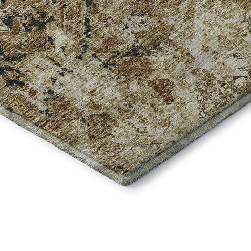 5' X 8' Beige Gray And Brown Diamond Washable Area Rug With UV Protection