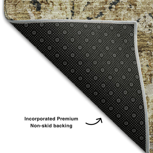 8' X 10' Beige Gray And Brown Diamond Washable Area Rug With UV Protection