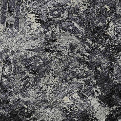 8' X 10' Black Gray And Silver Diamond Washable Area Rug With UV Protection
