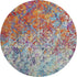 8' Copper Blue And Red Diamond Washable Round Rug With UV Protection
