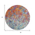 8' Copper Blue And Red Diamond Washable Round Rug With UV Protection