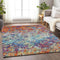8' X 10' Copper Blue And Red Diamond Washable Area Rug With UV Protection