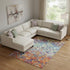 8' X 10' Copper Blue And Red Diamond Washable Area Rug With UV Protection
