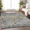 8' X 10' Gray Gold And Silver Diamond Washable Area Rug With UV Protection