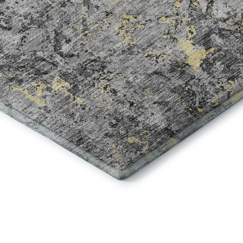 8' X 10' Gray Gold And Silver Diamond Washable Area Rug With UV Protection