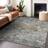 8' X 10' Gray Gold And Silver Diamond Washable Area Rug With UV Protection