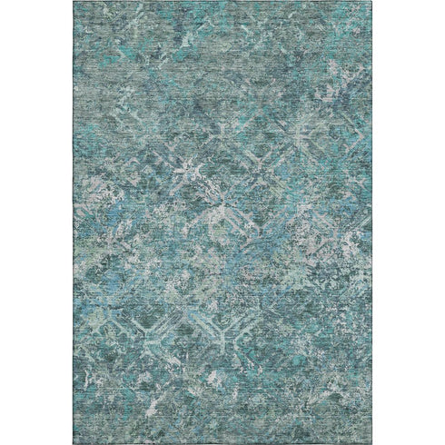 8' X 10' Sage Gray And Ivory Diamond Washable Area Rug With UV Protection