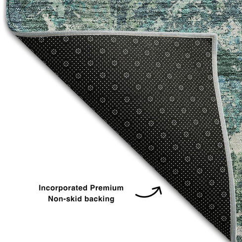 8' X 10' Sage Gray And Ivory Diamond Washable Area Rug With UV Protection