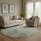 8' Silver Gray And Ivory Diamond Washable Round Rug With UV Protection