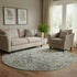 8' Silver Gray And Ivory Diamond Washable Round Rug With UV Protection