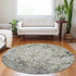 8' Silver Gray And Ivory Diamond Washable Round Rug With UV Protection