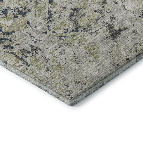 8' Silver Gray And Ivory Diamond Washable Round Rug With UV Protection