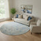 8' Sky Blue Gray And Ivory Diamond Washable Round Rug With UV Protection