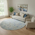 8' Sky Blue Gray And Ivory Diamond Washable Round Rug With UV Protection