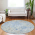 8' Sky Blue Gray And Ivory Diamond Washable Round Rug With UV Protection