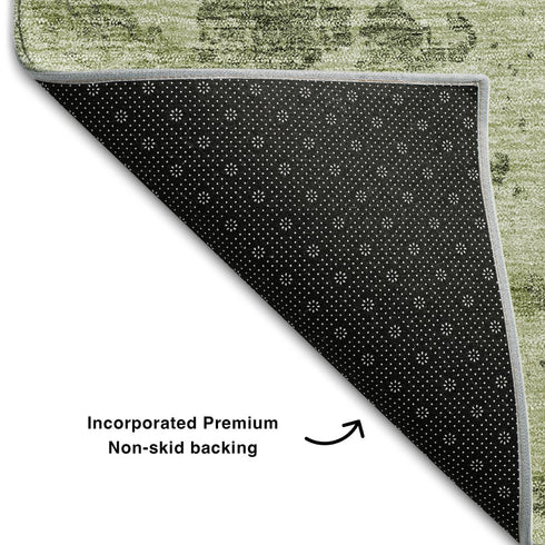 8' X 10' Artichoke Green Gray And Taupe Abstract Washable Area Rug With UV Protection