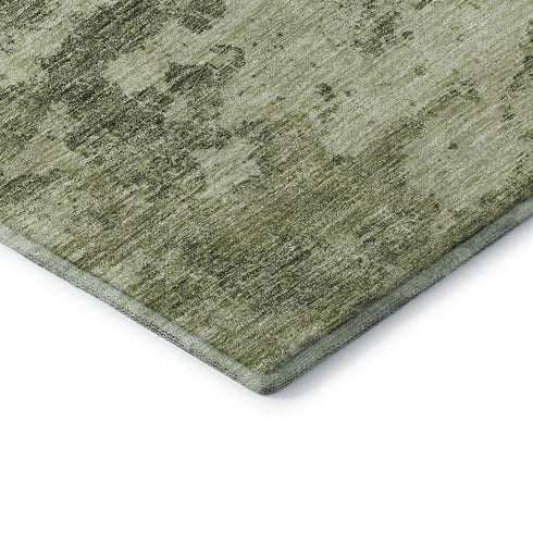 8' X 10' Artichoke Green Gray And Taupe Abstract Washable Area Rug With UV Protection