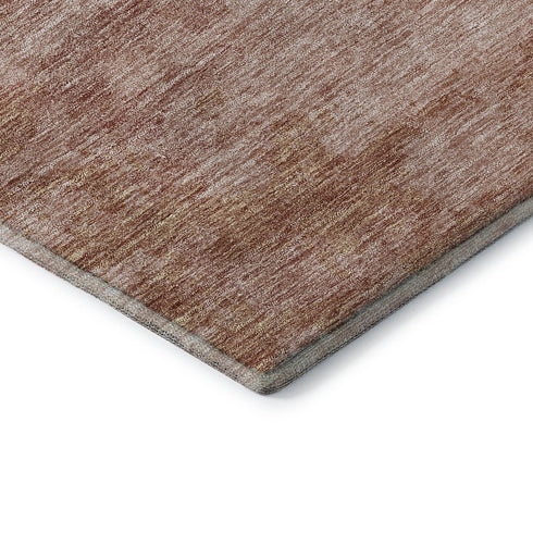 8' Salmon Gray And Ivory Abstract Washable Round Rug With UV Protection